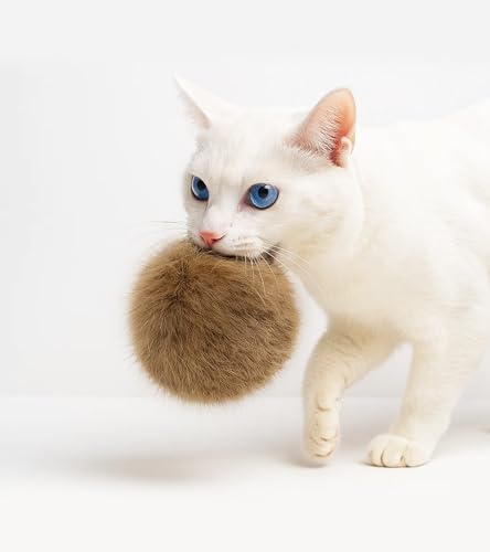 HOLYCAT 猫 おもちゃ ボール 猫のおもちゃ コロコロ 天然 無着色 天然ラビットファー毛玉 ふわふわ柔らか 大きめサイズ 静音 滅菌済み